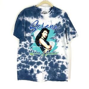 Selena Queen Of Cumbia Portrait Tie Dye T-Shirt Blue Size XL NWOT